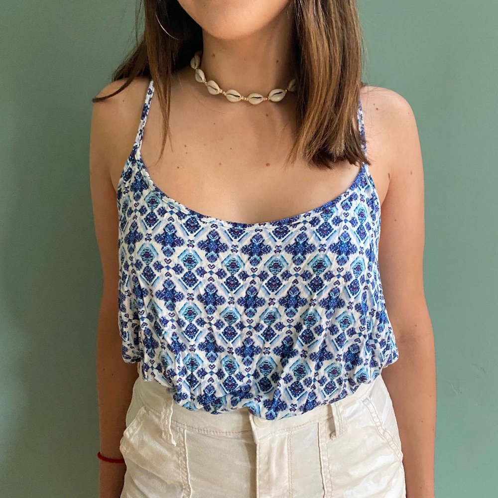 blue pattern Aerie 'Soft & Sexy' flowy tank top - Picture 1 of 5